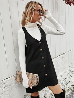 Grunge Outfits Women, Corduroy Overall Dress, Pantsuits For Women, Suspender Dress, Vestido Casual, Versatile Dresses, Overall Dress, Types Of Skirts, Grunge Outfits