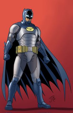 the animated batman is standing with his cape open