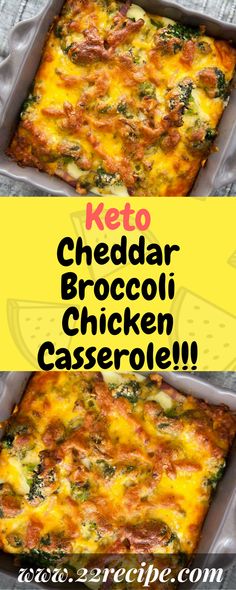 keto cheddar broccoli chicken casserole in a baking pan