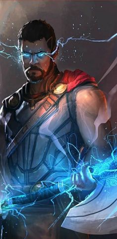 an image of a man in armor with lightning coming out of his chest and hands