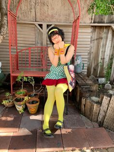 #applegirl #domokun #clover #pullipdoll #pullipdollbag #fresh Clover Outfit, Apple Aesthetic, Funky Outfits, Quirky Fashion, Future Outfit, Whimsical Fashion, Really Cute Outfits, Harajuku Fashion, 2000s Fashion