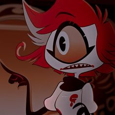 a cartoon character with red hair and big eyes