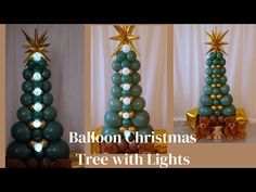 balloon christmas tree with lights and decorations