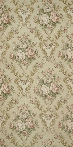 an old fashioned wallpaper with flowers on it