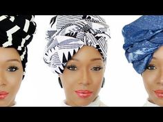 037Collection | 4 Easy Head Wrap Styles | Ankara, Denim & Knit Head Wraps - YouTube Shirt Head Wrap, African Head Wraps Tutorial, Styles Ankara, Lazy Hairstyles