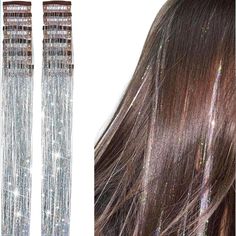 12 Smart Clips With Tinsel Strands In A Beautiful Package,Easy To Carry. Each Clip Has 18-20 Strands Of Glittery Tinsels In Single Color.Daily Hairdressing, Manicure, Party, Birthday, Halloween, Theme Party, Bar Carnival, Decoration, Sparkling Tinsel Hair Extensions Make You The Focus Of The Audience. Shiny Tassel In Hair, Shimmer Hair Extensions, Manicure Party, Ginger Hair Extensions, Tinsel Hair Extensions, Blonde Curly Bob, Tinsel Hair, Halloween Theme Party, Afro Twist