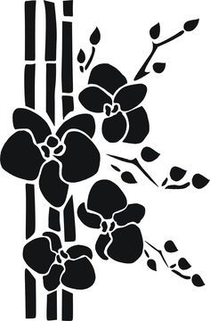 a black and white drawing of some flowers