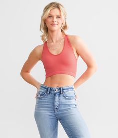 FP Movement Free Throw Active Bralette - Red X-Small, Women's Cayenne Ribbed compression fit v-neck stretch bralette Bust measures 21 1/2 on size small Body length 12 1/2 on size small. 89% Polyamide 11% Elastane. Machine wash cold with like colors. Do not wring or twist. Non-chlorine bleach. Reshape & lay flat to dry. Do not iron. Do not dry clean.. Measurements: Bust -Fullest part of bust with arms at sides. Waist -Circumference of natural waist: above belly button below rib cage. Hips -Standi Spring Stretch Sports Bra, Trendy Fitted Sports Bra For Spring, Spring Seamless Stretch Sports Bra, Spring Seamless Racerback Bra, Casual Fitted Seamless Bra, Seamless Sports Bra With Medium Support For Spring, Spring Seamless Sports Bra With Medium Support, Casual Stretch Racerback Bra, Cropped Bra With Medium Bust Support