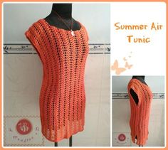 an orange crocheted shawl is shown with the words summer air tonic on it