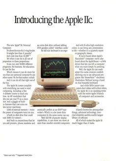 an old apple computer sitting on top of a white page with the words,'producing the apple iic '