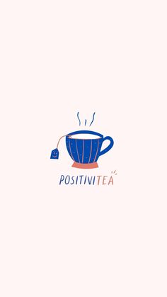 the logo for positivteaa tea is shown in blue and orange colors