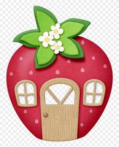 a strawberry shaped house with flowers on top