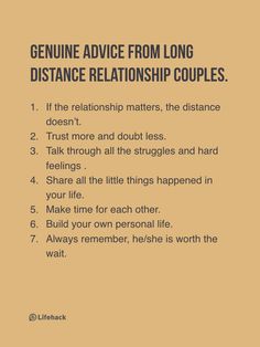 a poster with the words genuine advice from long distance relationship couples