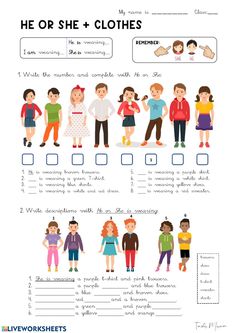 the worksheet for children's clothes is shown in this graphic diagram, which shows