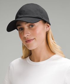 Anywhere, anytime. This soft, lightweight cap is a year-round favourite for days on the go. Designed for Casual. Adjustable back closure tucks into a secret garage and helps you customize your fit. Running Vest, Running Hats, Cap Hats, Lululemon Jacket, Shop Accessories, Lululemon Sports Bra, Dress Bra, Sport Dress, Black Cap