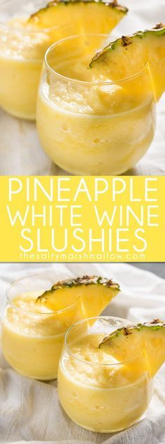 pineapple white wine slushies in small glasses