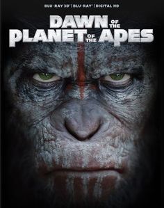 the poster for dawn of the planet of the apes, featuring an image of a man's face