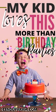 a young boy is celebrating his birthday with confetti and candles on the cake