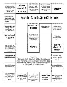 the grinch stole christmas story map for students to use in their own classroom workbook