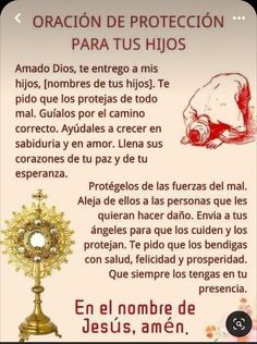 Catholic Prayer For Protection, Spanish Prayers, Prayer For Protection, Prayers For Children, Jesus Prayer, Good Night Prayer, Night Prayer