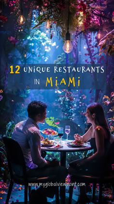 A romantic dining scene at one of the best restaurants in Miami. The couple enjoys an intimate dinner surrounded by magical, fairy-tale decor, making it one of the best places to eat in South Beach Miami. Best Restaurants In Miami Beach, Miami Date Ideas, Miami Restaurants With A View, Best Miami Restaurants, Miami Food Guide, Miami Coffee Shop, South Beach Miami Aesthetic, Miami Activities