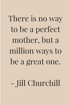 a quote that says there is no way to be a perfect mother, but a million ways to be a great one