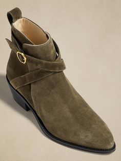 Stella Suede Boot | Banana Republic Suede Boots Outfit, Olive Boots, Rugged Style, Suede Ankle Boots, Boots Outfit, Soft Suede, Lambskin Leather, Suede Boots, Stacked Heel