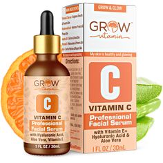 Grow Vitamin True Skin Vitamin C Serum for Face. This brightening serum targets multiple signs of aging, including dark spots, fine lines, and wrinkles, for a rejuvenated complexion. Packed with potent antioxidants, it helps combat environmental damage while promoting a more youthful appearance. Elevate your skincare routine with this powerful formula designed to reveal your true skin glow. Size: 1 OZ. Aloe Vera Serum, Vitamin Brands, Best Vitamin C Serum, Vitamin C Face Serum, Best Vitamin C, Anti Aging Face Serum, Serum For Face, Glow Face, Leaping Bunny