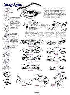 an instruction manual for how to draw anime eyes with the help of pencils and markers