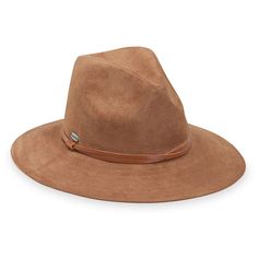 Perfect for cooler days, this stylish faux suede fedora hat elevates your fall to spring wardrobe. Soft faux suede creates a mountain casual vibe. UPF 50+ fabric blocks 97.5% of ultraviolet rays, according to the Australian Radiation Protection Agency 4" brim Packing not recommended Crown size: M (58cm) Inner drawstring adjusts fit 100% faux suede exclusive of trim Do not wash Wallaroo hats do not feature a built-in magnet for emblems. For hats with magnetic emblems, please purchase Carkella hat Wallaroo Hats, Hiking Hats, Mountain Chic, Fabric Blocks, Alpine Style, Wide Brim Fedora, Radiation Protection, Wide Brim Sun Hat, Ultraviolet Rays