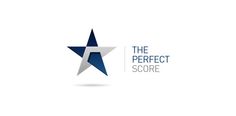 the perfect score logo is shown in blue and white with an image of a star