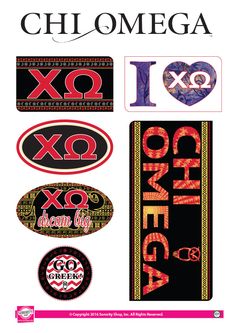 various stickers and decals are displayed on a white background with the words i love xo