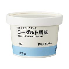 yogurt frozen dessert in a plastic container with japanese writing on the front and bottom