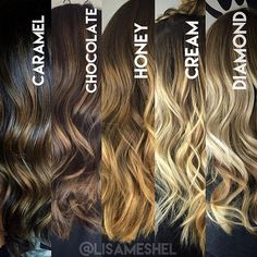 This is a great reference guide I like to show my clients when consulting about balayage. What's great is there are so many options whether you prefer warm or cool tones and if your hair is dark or light! Which one would you choose? Types Of Hair, Different Hair, Hair 2018, Hair Color Techniques, Natural Hair Color, Great Hair, Ombre Hair