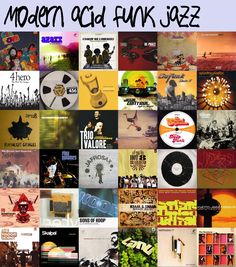 the modern acid funky jazz album covers are shown in this collage with various images