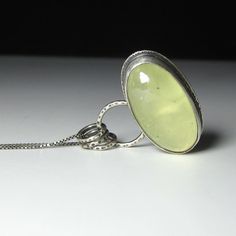 fresh lime green prehnite pendant charm necklace by sarawestermark Sterling Silver Pendant With Bezel Setting, Artisan Stone-set Pendant Jewelry, Artisan Silver Pendant Gemstones, Artistic Silver Hand-cast Necklace, Green Sterling Silver Pendant Gemstone, Magnificent Jewels, Fresh Color, Fun Jewelry, Jewellery Inspiration