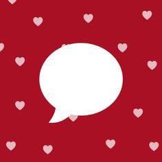 a red background with hearts and a white speech bubble