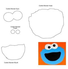 the cookie monster mask is cut out and ready to be made