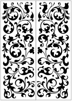 two black and white designs with swirls in the middle, one on each side