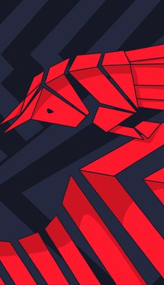 a red and black horse head is shown in this graphic art style design that resembles lines