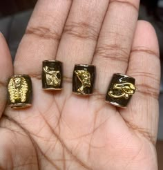 Loc Beads for dreadlocks, and braids Long lasting 18k gold plated Set of 4  sizes: Small medium  Large Extra large Loc Assesories, Gold Hair Beads, Braided Locs Men, Dreads With Beads, Black And Gold Hair, Loc Accessories, Loc Beads, Rasta Hair, Braids Long