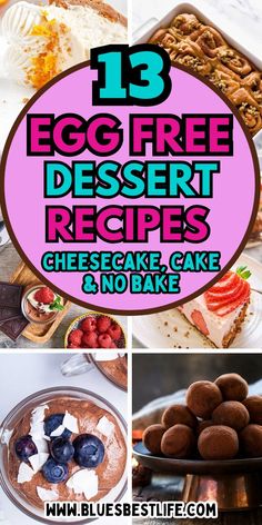 A collection of eggless dessert recipes. Dessert Recipes Cheesecake, Egg Free Dessert, Egg Free Dessert Recipes, Eggless Dessert Recipes, Quick And Easy Treats, Egg Free Desserts, Recipes Cheesecake, Rich Cake, Eggless Desserts