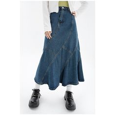 Summer Vintage Blue Women Denim Trumpet Skirt High Waist Long Mermaid Jean Skirt Size Table Is In The Pictures! Please allow 1-3mm error due to a manual measurement! Shipping takes from 10 to 29 business days! Returns are welcomed for 30 days after receiving an Your order! Thank You for visiting! Pencil Skirt Fashion, Skirt Streetwear, Big Skirts, Streetwear Mode, Blue Denim Skirt, Trumpet Skirt, Skirt Y2k, Y2k Aesthetic Outfits, Summer Inspo