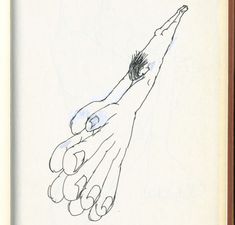 an ink drawing of two hands reaching towards each other