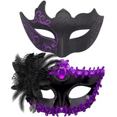 PRICES MAY VARY. Package include - there are 2 pcs masquerade masks for couple, the black and violet plastic masquerade mask for men, the electroplating black and violet plastic masquerade mask for women with lace edge, rhinestone and flower decor Premium material - SIQUK couple masquerade masks are made of strong, durable and lightweight plastic, no extra glue and no discoloration, the masquerade mask can be molded to the contours of the wearers face easily One size fits most - the masquerade m Gothic Masks For Theater And Mardi Gras, Purple Halloween Masquerade Masks And Prosthetics, Purple Masquerade Mask For Mardi Gras Carnival, Black And Purple Masquerade Mask, Purple Masquerade Mask, Couples Masquerade Masks, Rhinestone Halloween, Mens Masquerade Mask, Halloween Costume Mask