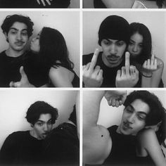 black and white photos of two people giving the peace sign