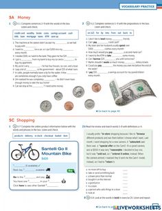 the money worksheet is filled with information