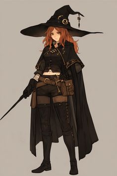 Chaotic Good, Human Female Wizard/Rogue (School of Abjuration/Thief) Witches Concept Art, Fantasy Witch Outfit Art, Wizard Outfit Dnd, Evil Witch Character Design, Magic Teacher Character Design, Fantasy Witch Outfit Drawing, Wizard Outfit Female, Fantasy Wizard Outfit, Dnd Witch Character