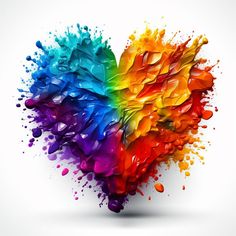 a colorful heart made out of paint splatters