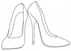 a drawing of a pair of high heeled shoes on a white background with lines